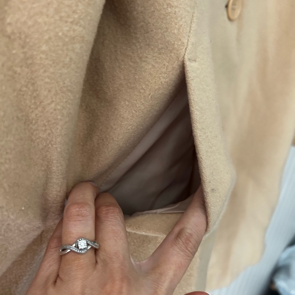 Chadwicks Women's Size 6 Wool Blend Tan Trench Coat with Pockets - Picture 4 of 8